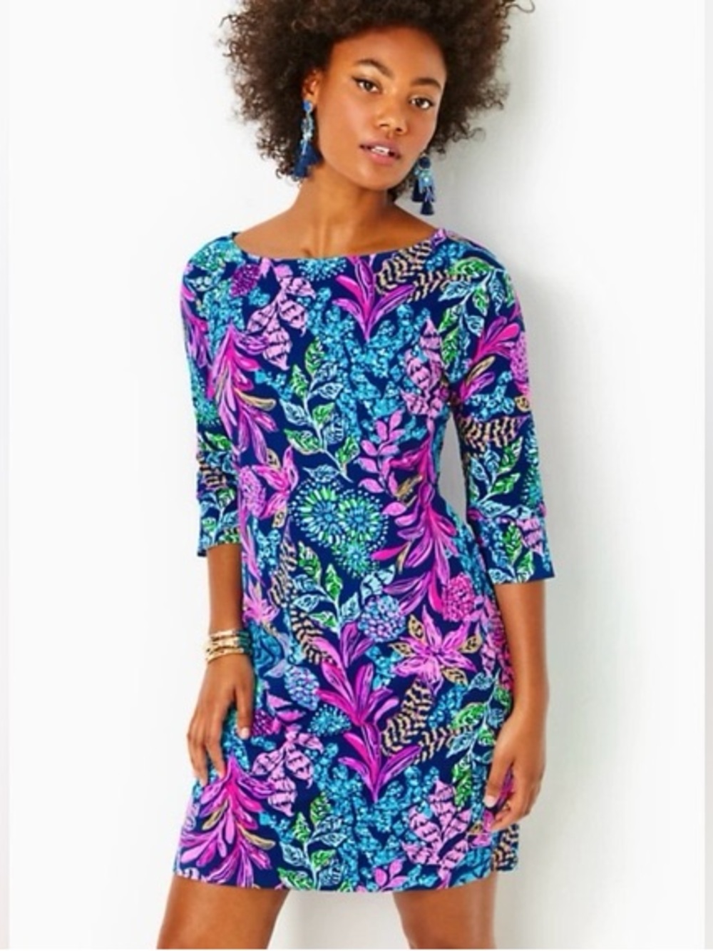 NWT, Lilly Pulitzer Braedyn UPF 50+ Dress, Aegean Navy Calypso Coast, Size M
